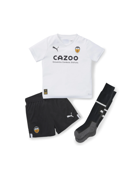 Conjunto Puma Valencia CF Niño 1ª Equipación 22/23 Blanco