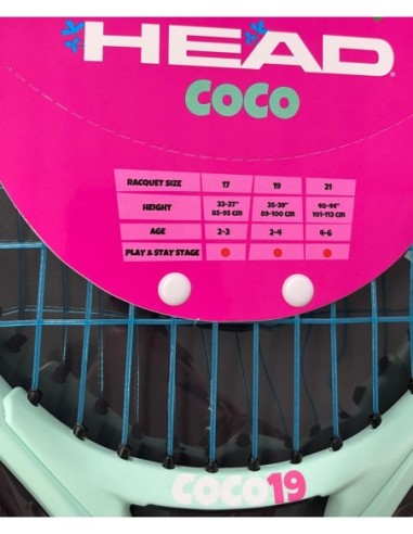 Raqueta de Tenis Junior Head Coco para niños color Rosa y Turquesa