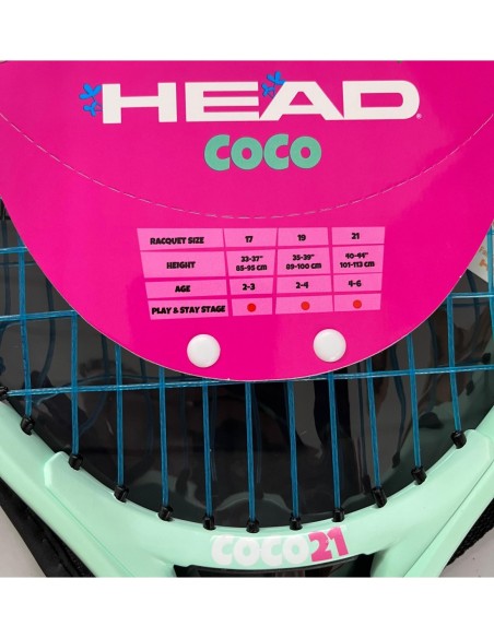 Raqueta de Tenis Junior Head Coco para niños color Rosa y Turquesa