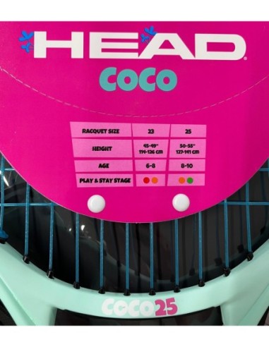 Raqueta de Tenis Junior Head Coco para niños color Rosa y Turquesa