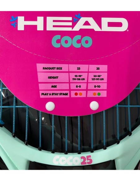 Raqueta de Tenis Junior Head Coco para niños color Rosa y Turquesa