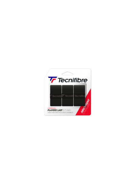 Pack de 3 Sobregrip para raqueta Tecnifibre Players Last de 0,7mm y