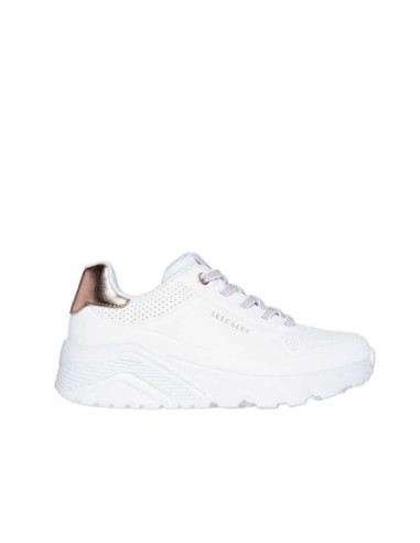 Zapatillas Deportivas Casual Niña y Mujer Skechers Uno Lite Metallic Mode Blancas Comodas-310384L/WHT