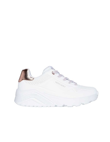 Zapatillas Deportivas Casual Niña y Mujer Skechers Uno Lite Metallic Mode Blancas Comodas-310384L/WHT