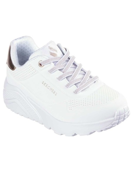 Zapatillas Deportivas Casual Niña y Mujer Skechers Uno Lite Metallic Mode Blancas Comodas-310384L/WHT