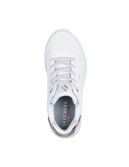 Zapatillas Deportivas Casual Niña y Mujer Skechers Uno Lite Metallic Mode Blancas Comodas-310384L/WHT