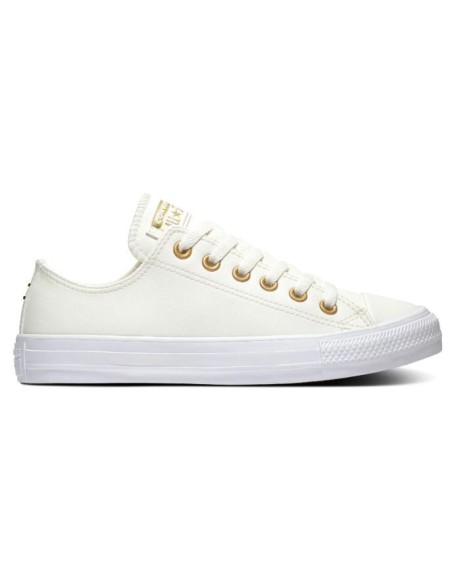 Zapatillas Casual Mujer Converse Ctas Ox Egret Blanco y Dorado Piel-568662C