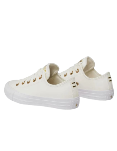Zapatillas Casual Mujer Converse Ctas Ox Egret Blanco y Dorado Piel-568662C
