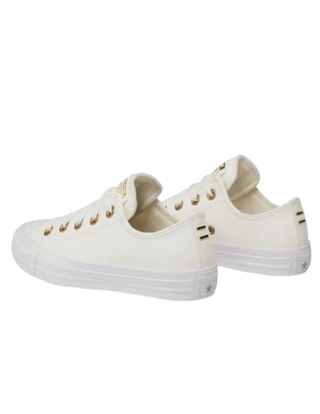 Zapatillas Casual Mujer Converse Ctas Ox Egret Blanco y Dorado Piel-568662C