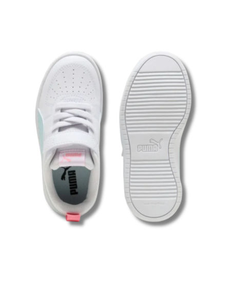 Zapatillas Casual Niño Puma Rickie AC+ PS Blanco y Azul Celeste Comodas- 385836-42