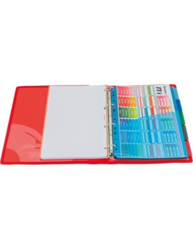 CARPETA BLOCK 4 ANILLAS PP CON RIBETE ROJO | Material Escolar