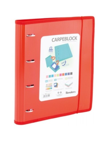CARPETA BLOCK 4 ANILLAS PP CON RIBETE ROJO | Material Escolar