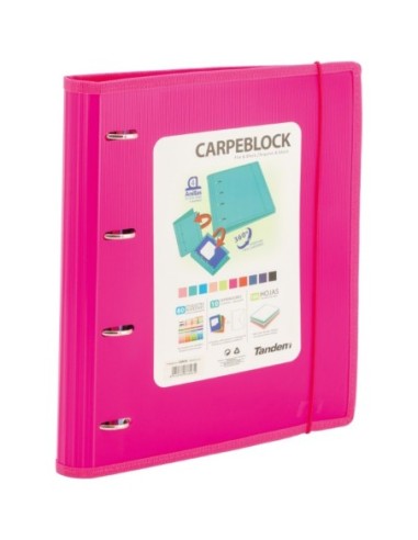 CARPETA BLOCK 4 ANILLAS PP CON RIBETE PINK | Material Escolar