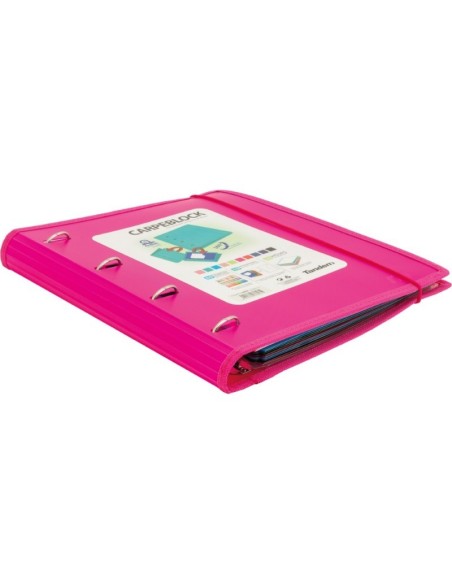 CARPETA BLOCK 4 ANILLAS PP CON RIBETE PINK | Material Escolar