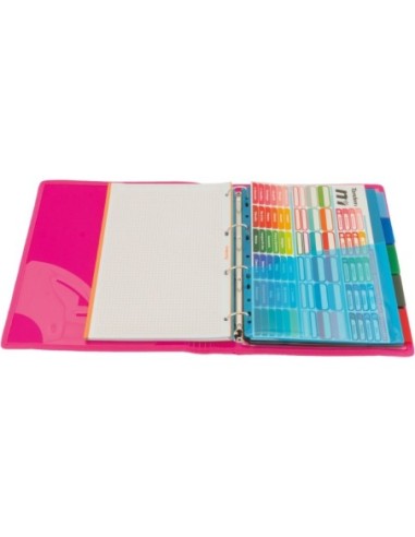 CARPETA BLOCK 4 ANILLAS PP CON RIBETE PINK | Material Escolar