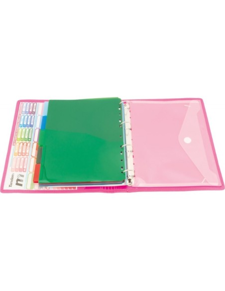 CARPETA BLOCK 4 ANILLAS PP CON RIBETE PINK | Material Escolar