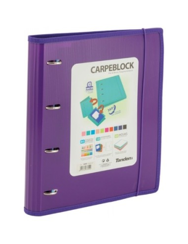 CARPETA BLOCK 4 ANILLAS PP CON RIBETE MORADO | Material Escolar
