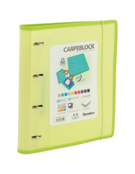 CARPETA BLOCK 4 ANILLAS PP CON RIBETE VERDE | Material Escolar