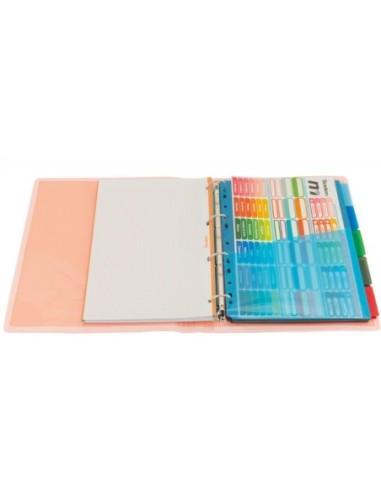 CARPETA BLOCK 4 ANILLAS PP CON RIBETE NARANJA | Material Escolar