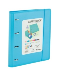CARPETA BLOCK 4 ANILLAS PP CON RIBETE AZUL | Material Escolar