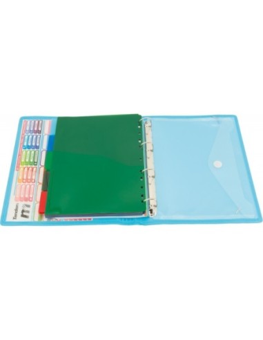 CARPETA BLOCK 4 ANILLAS PP CON RIBETE AZUL | Material Escolar