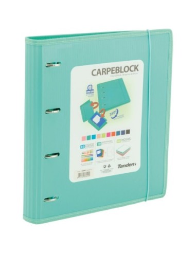 CARPETA BLOCK 4 ANILLAS PP CON RIBETE V.AGUA | Material Escolar