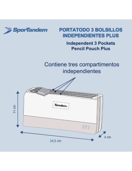 PORTATODO 3 BOLSILLOS INDEPENDIENTES PLUS | Estuche Escolar